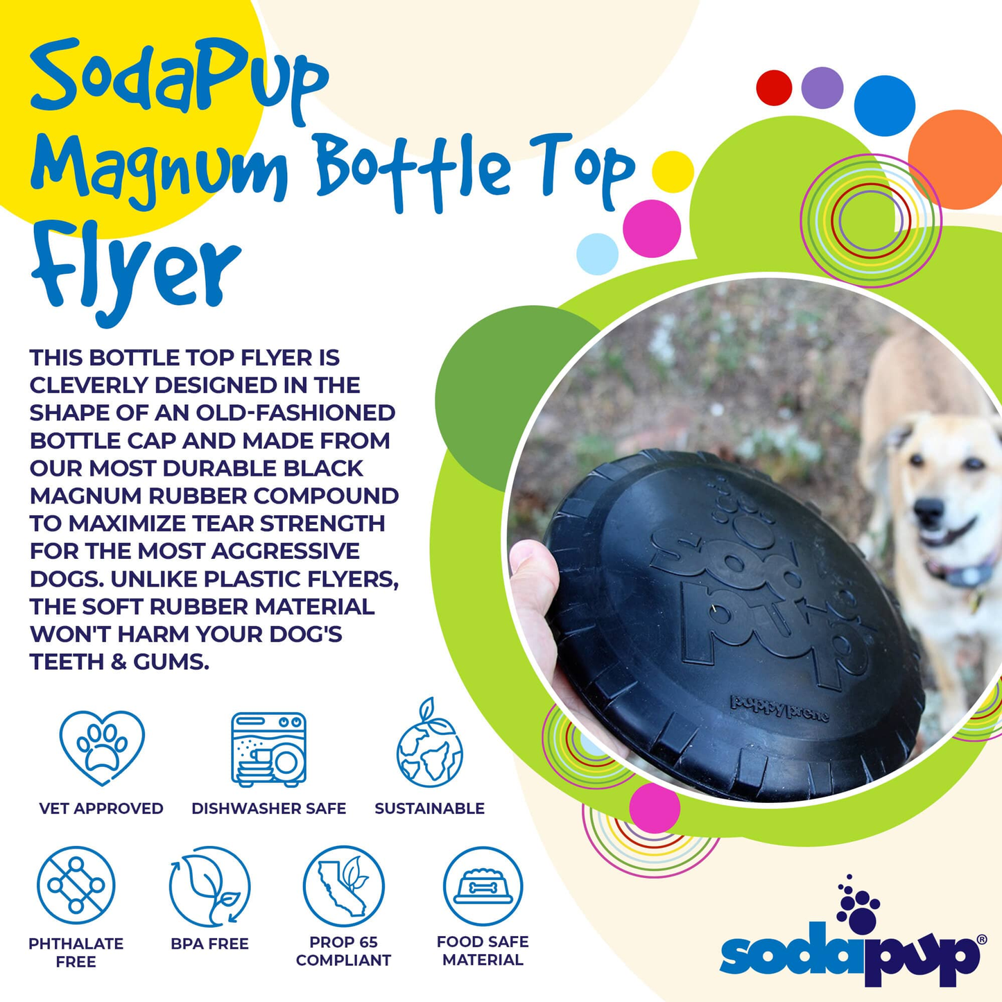 Magnum Bottle Top Flyer Durable Rubber Dog Frisbee