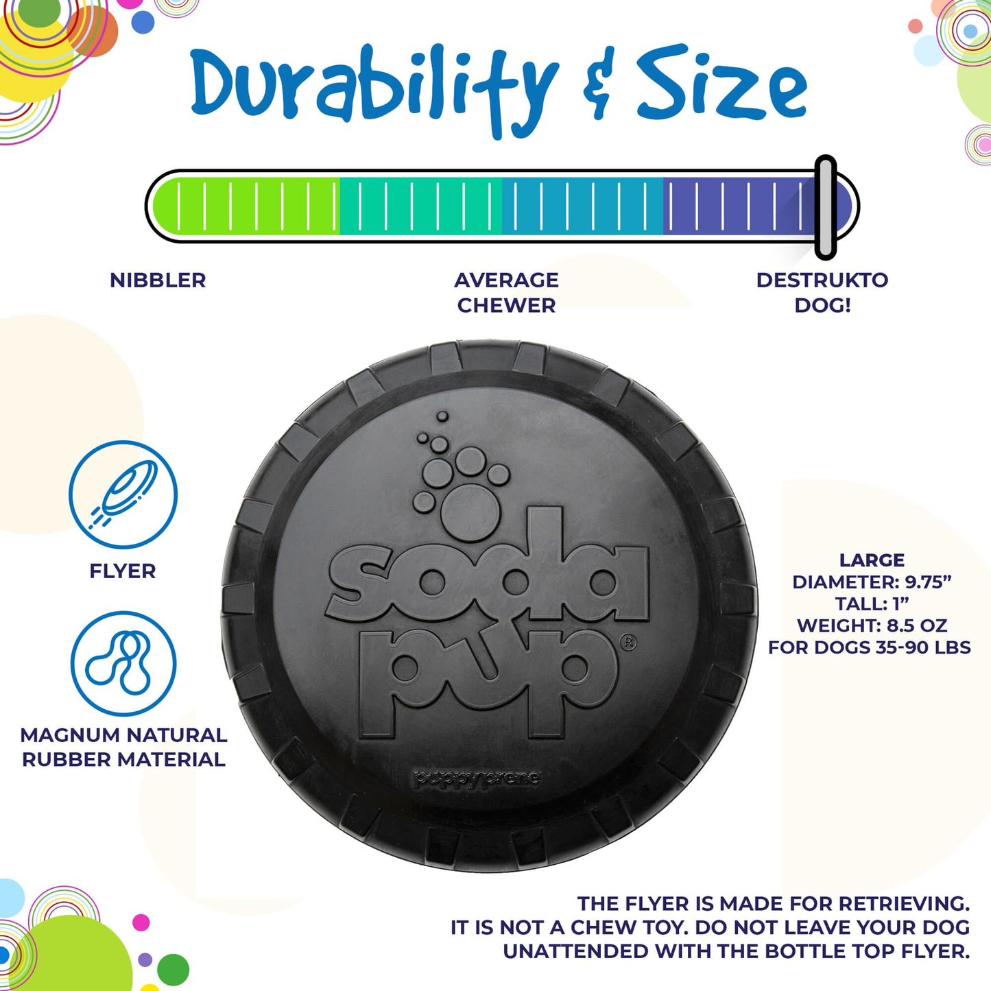 Magnum Bottle Top Flyer Durable Rubber Dog Frisbee