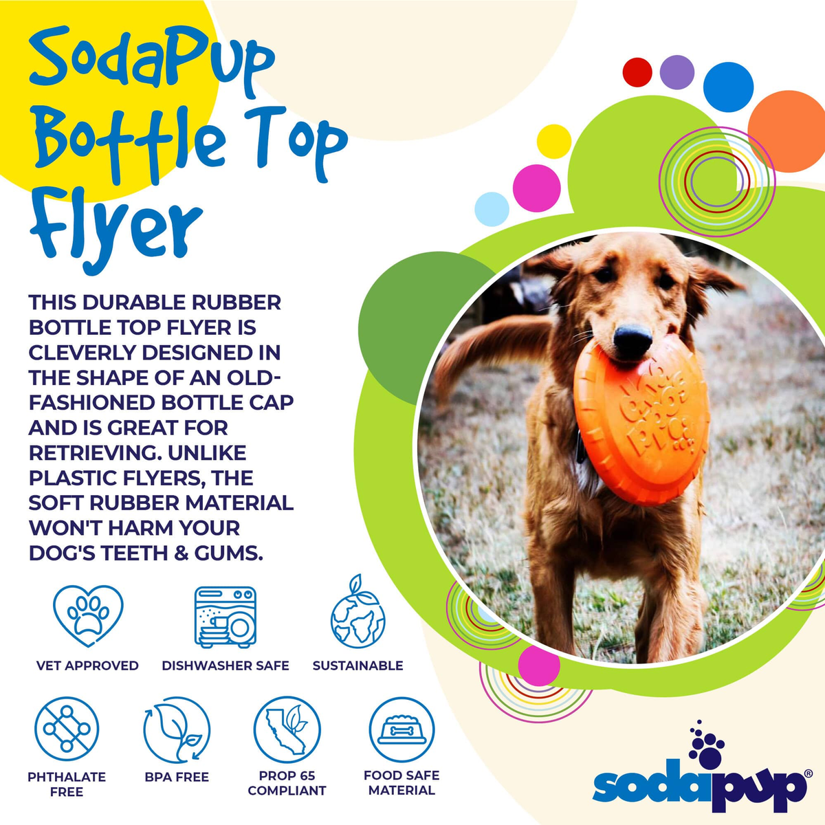 Bottle Top Flyer Durable Rubber Dog Frisbee