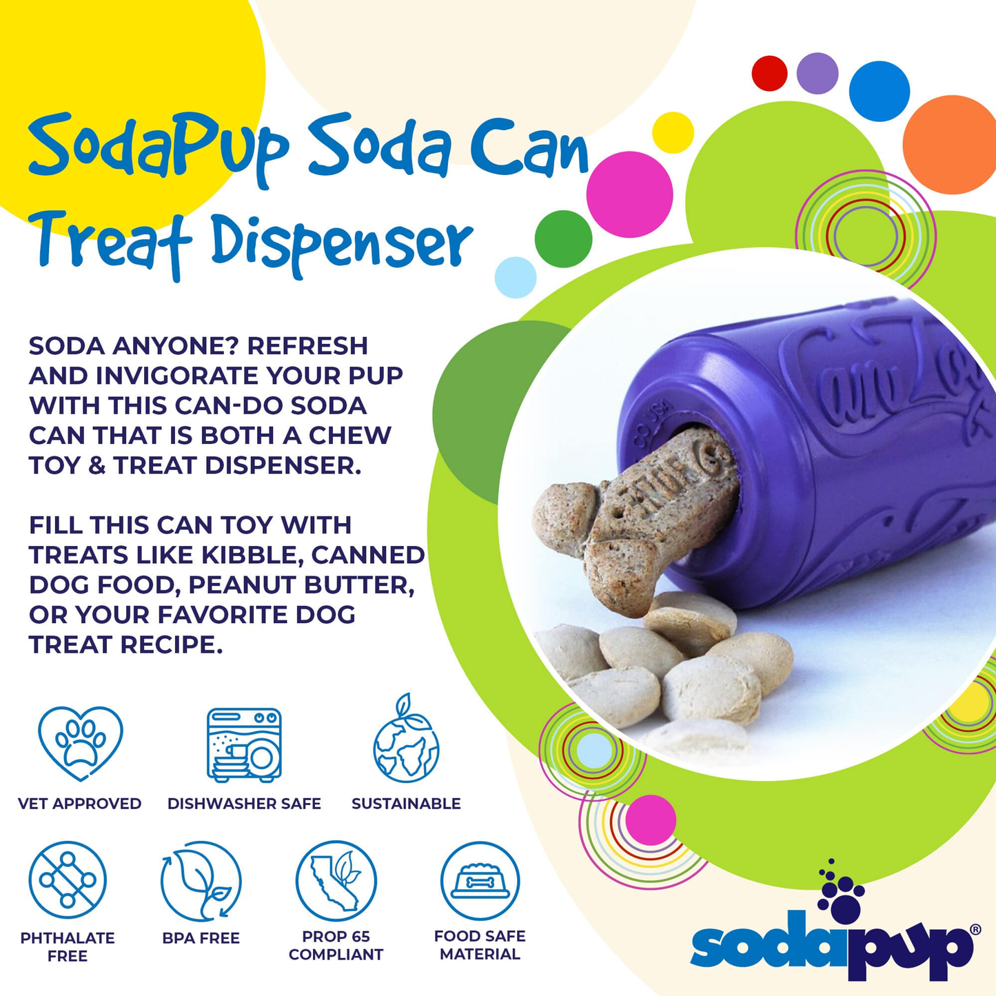 SodaPup Can Toy Rubber Chew Toy and Treat Dispenser