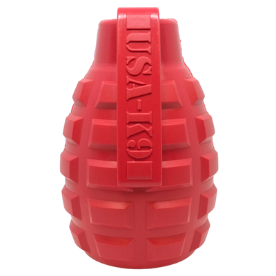USA-K9 Grenade Rubber Chew Toy and Treat Dispenser - Red