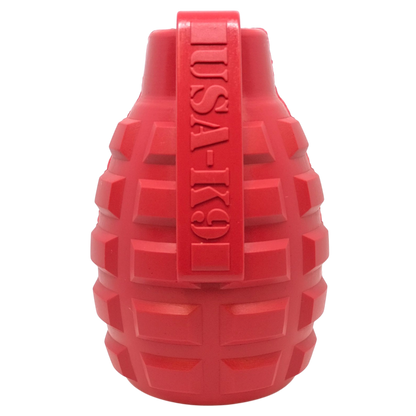 USA-K9 Grenade Rubber Chew Toy and Treat Dispenser - Red