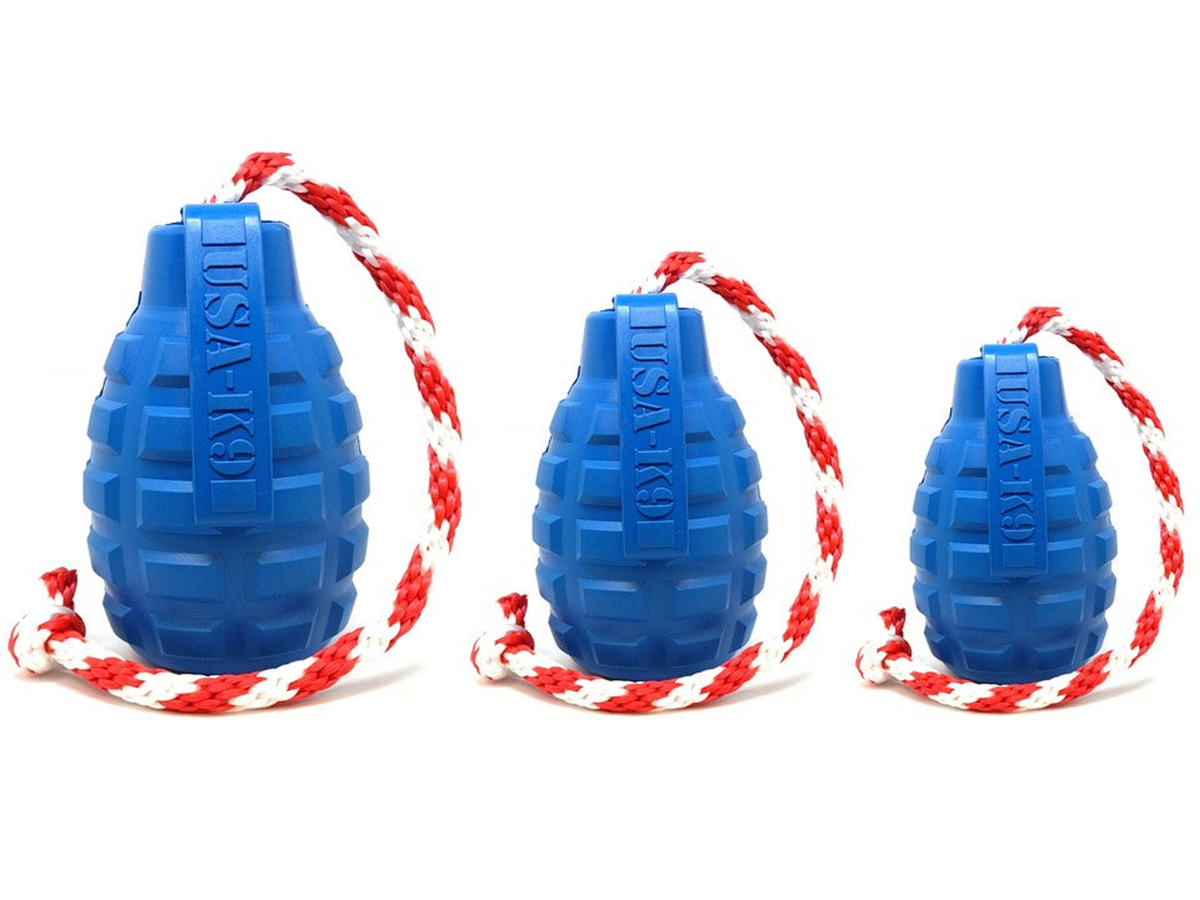 USA-K9 Grenade Durable Rubber Dog Chew Toy & Treat Dispenser
