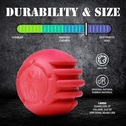 USA-K9 Stars and Stripes Ultra-Durable Rubber Dog Chew Ball