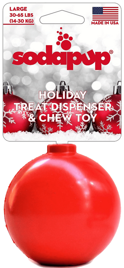 SodaPup Christmas Ornament Rubber Dog Chew Toy & Treat Dispenser