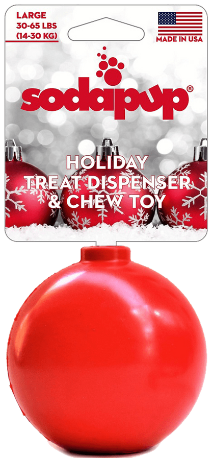 SodaPup Christmas Ornament Rubber Dog Chew Toy & Treat Dispenser