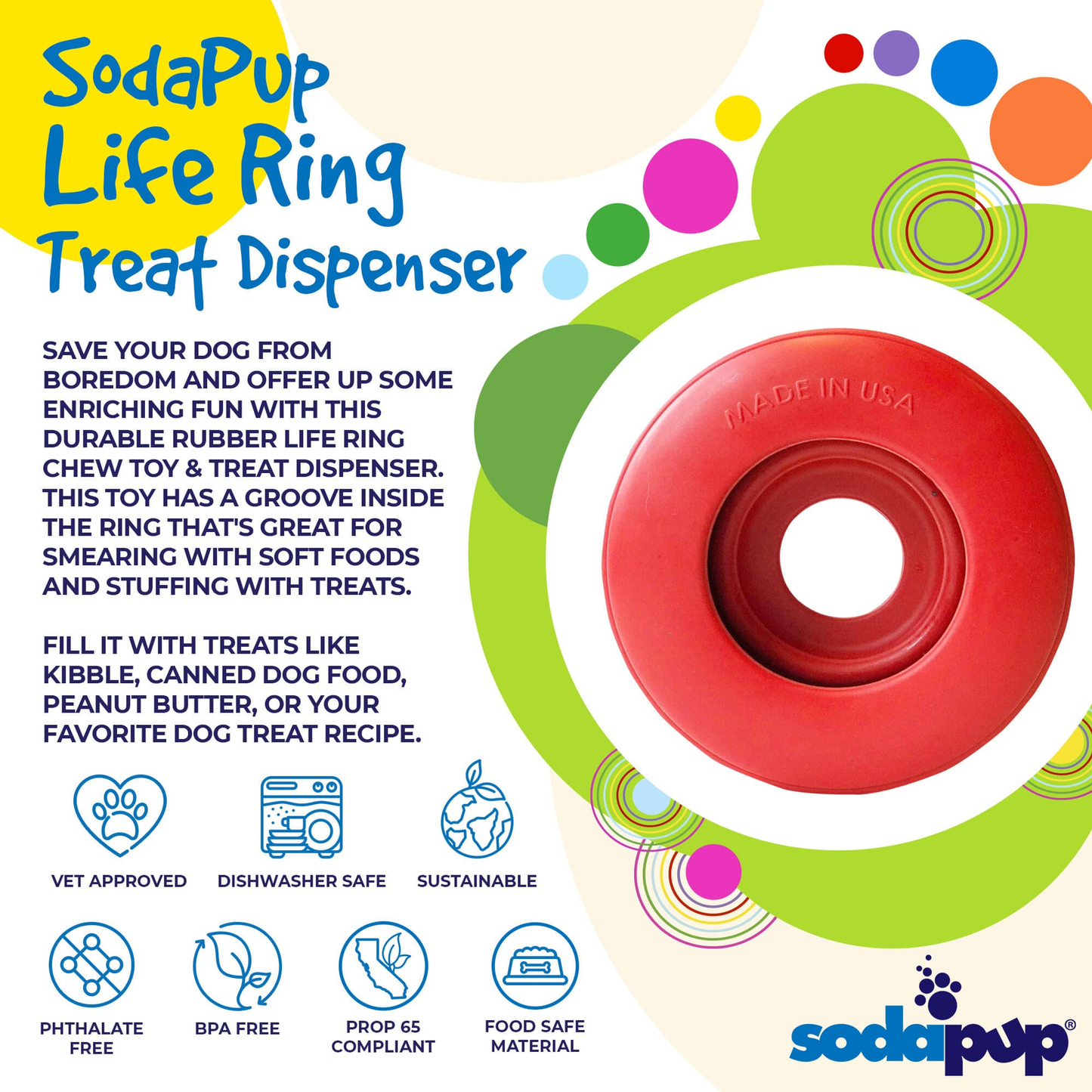 Life Ring Rubber Dog Chew Toy & Treat Dispenser