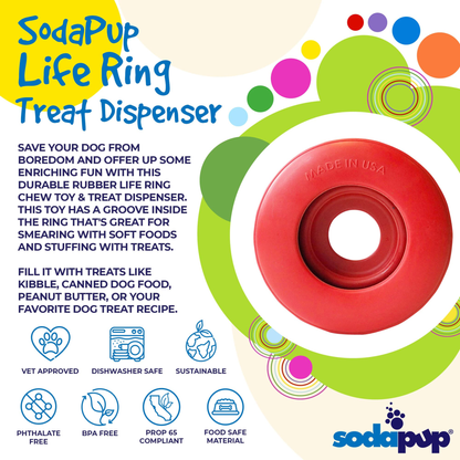 Life Ring Rubber Dog Chew Toy & Treat Dispenser