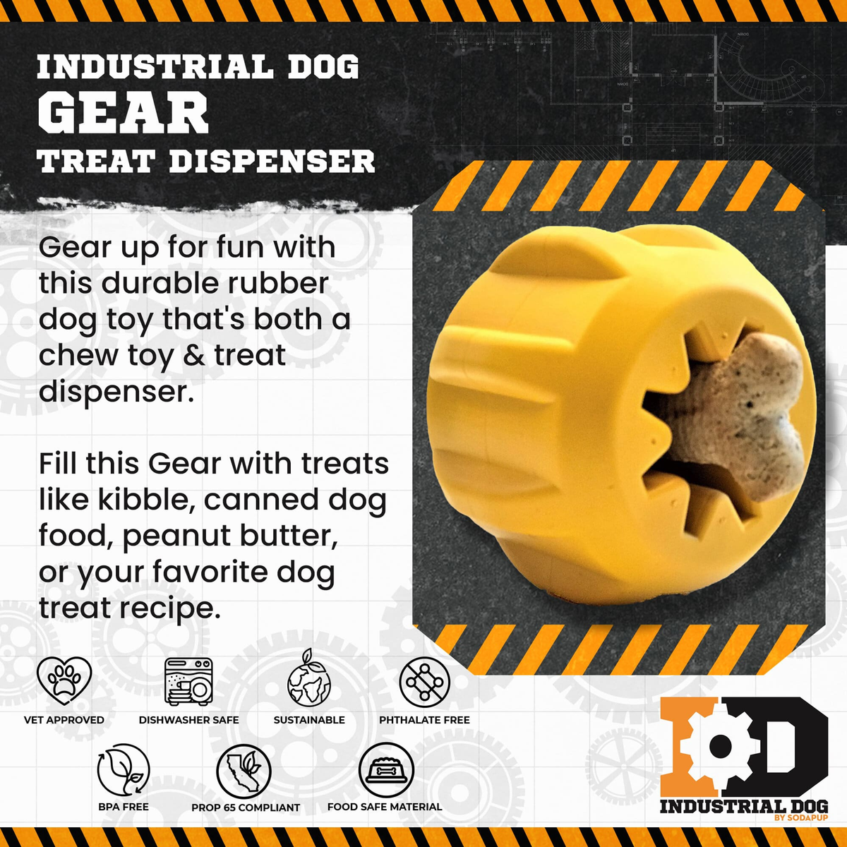 Gear eDispenser Durable Rubber Dog Chew & Treat Holder
