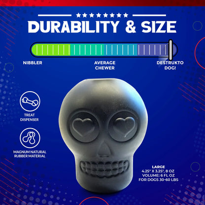 Magnum Sugar Skull Dog Chew Toy & Treat Dispenser