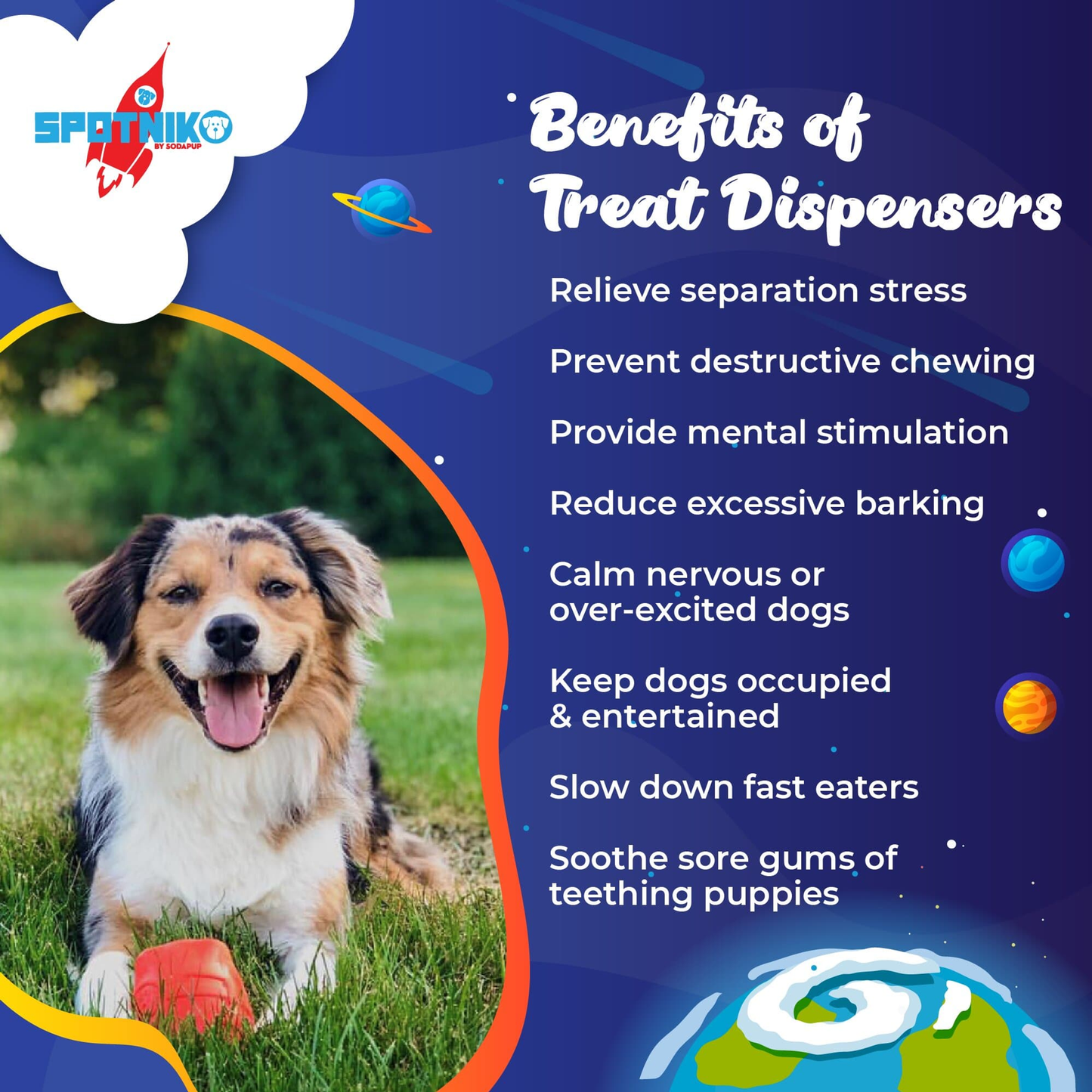 Rocketman Durable Rubber Dog Chew Toy & Treat Dispenser