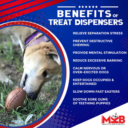 Football Durable Rubber Dog Chew Toy & Treat Dispenser