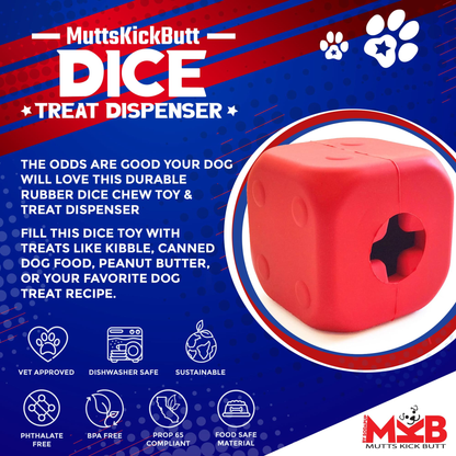 MKB Dice Durable Rubber Dog Chew Toy & Treat Dispenser