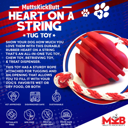 Heart on a String Durable Rubber Dog Tug & Reward Toy