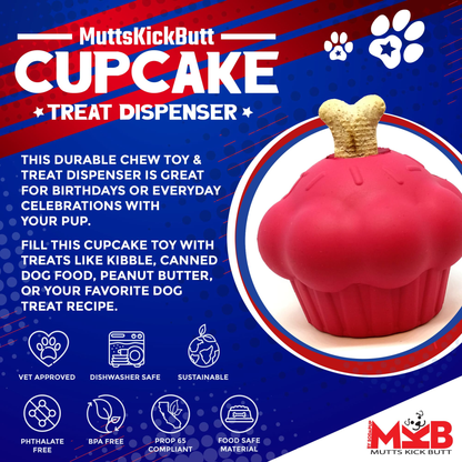 Cupcake Durable Rubber Dog Chew Toy & Treat Dispenser