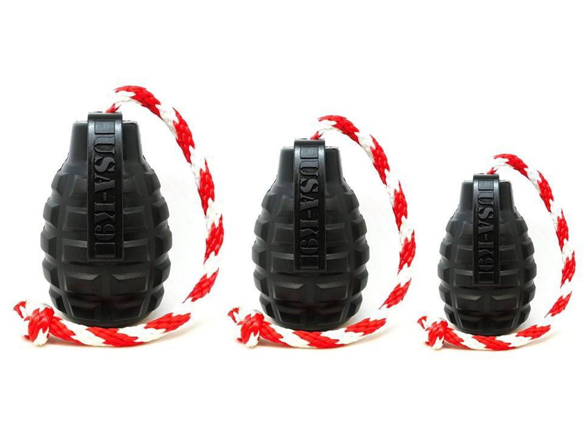 USA-K9 Grenade Durable Rubber Dog Chew Toy & Treat Dispenser