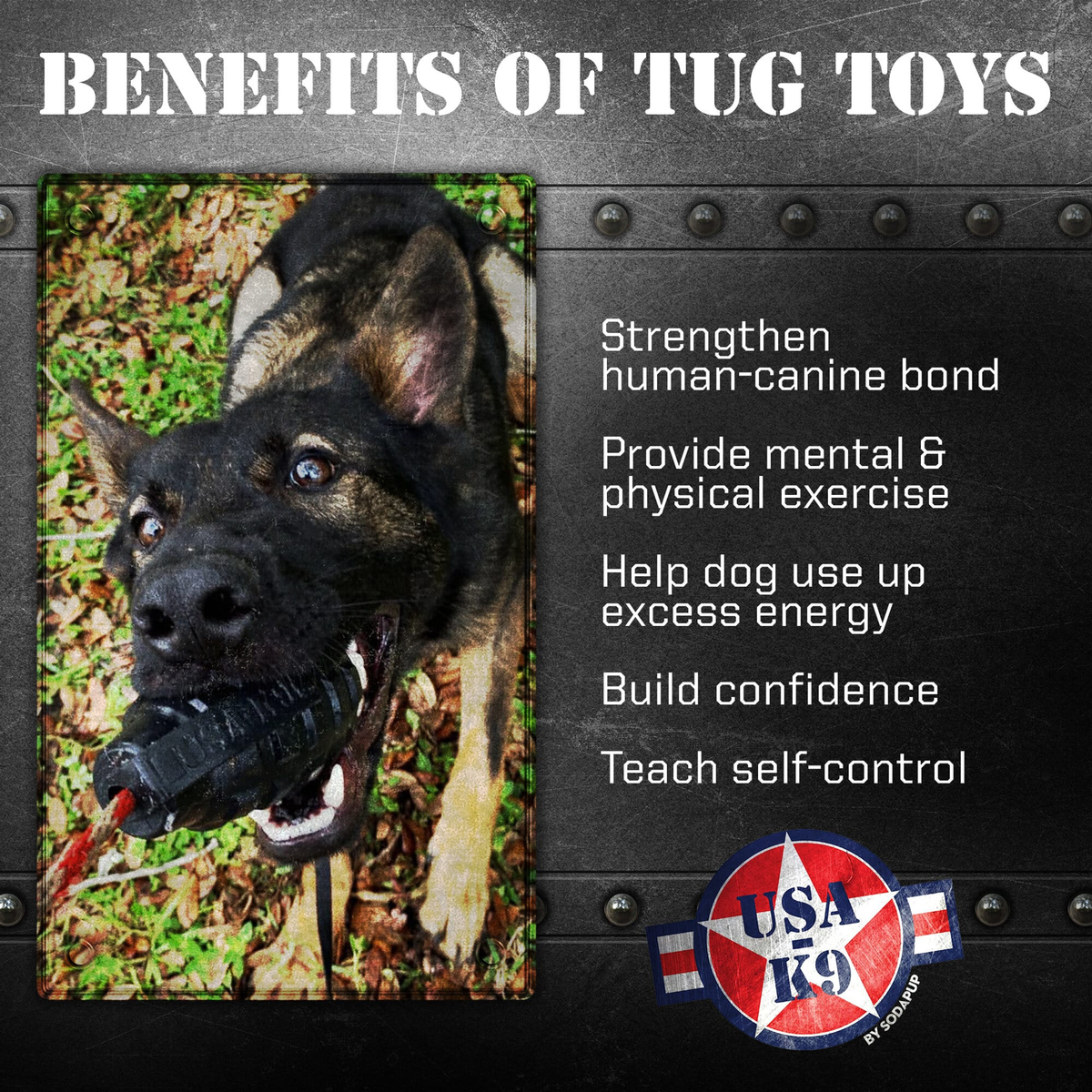 USA-K9 Magnum Grenade Rubber Chew Toy for Extreme Chewers