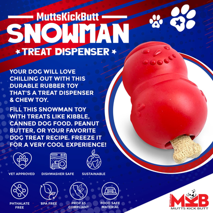 Snowman Durable Rubber Dog Chew Toy & Treat Dispenser