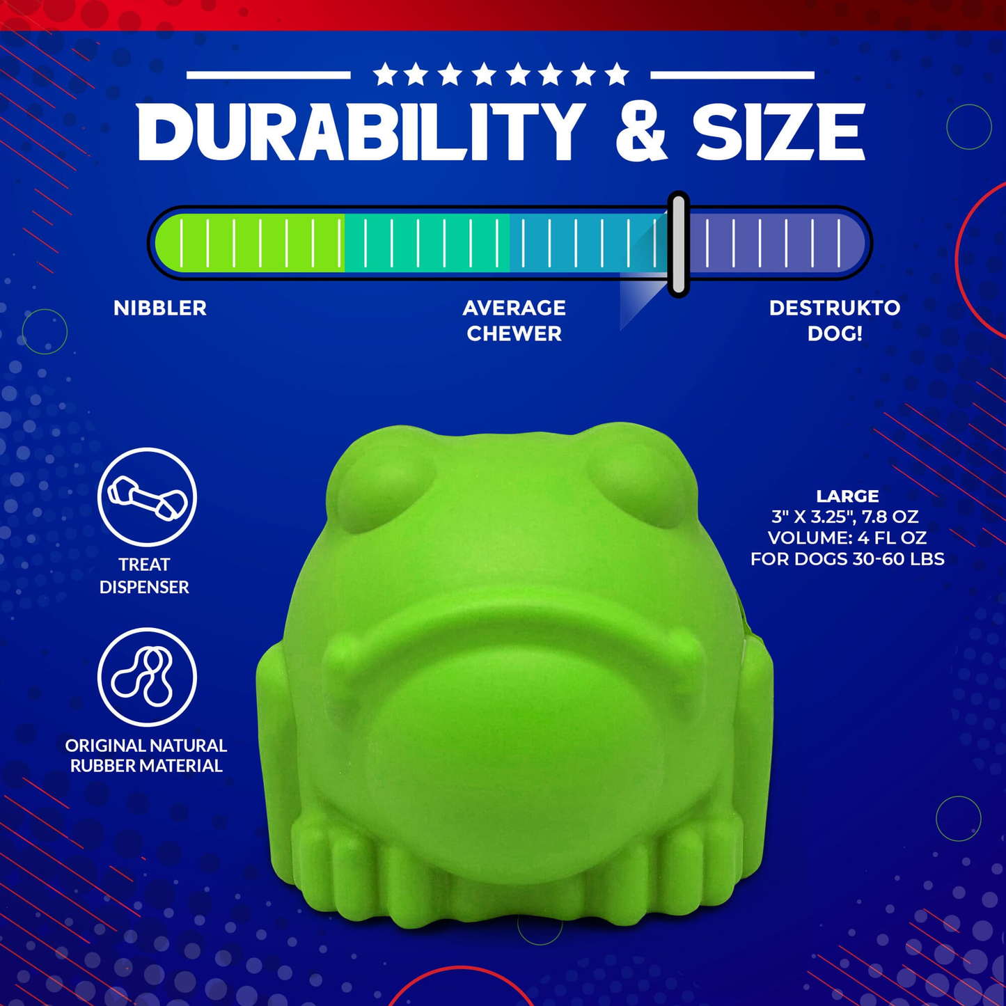 Bull Frog Durable Rubber Dog Chew Toy & Treat Dispenser
