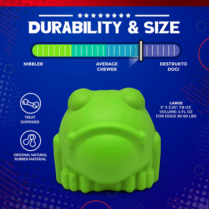 Bull Frog Durable Rubber Dog Chew Toy & Treat Dispenser