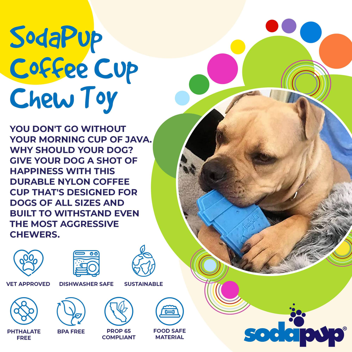 SodaPup Coffee Cup Nylon Dog Chew Toy for Aggressive Chewers