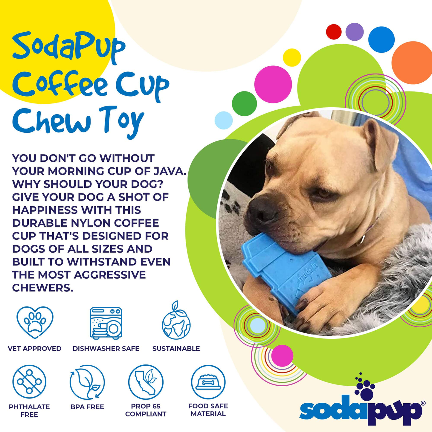 SodaPup Coffee Cup Nylon Dog Chew Toy for Aggressive Chewers