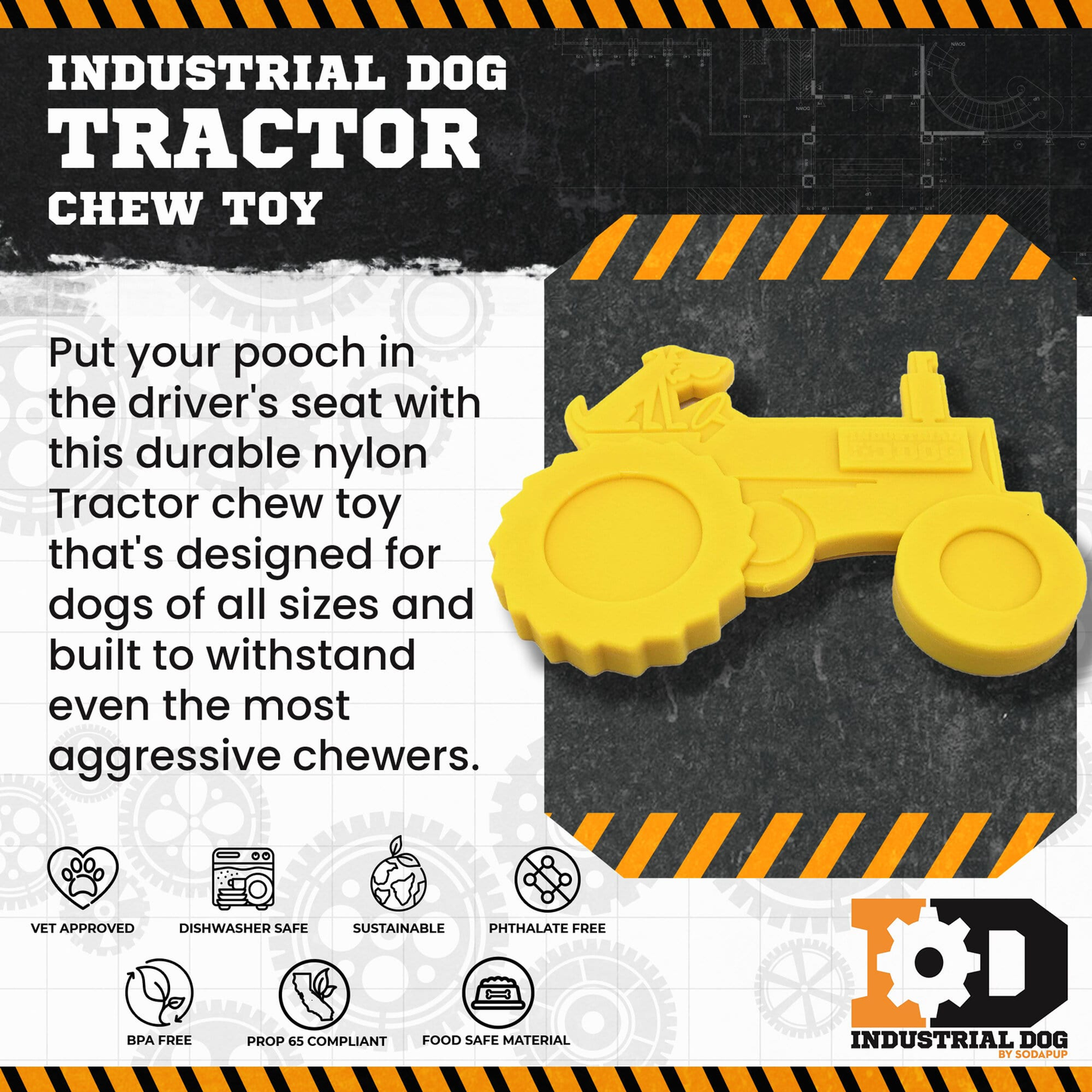 Tractor Nylon Dog Chew Toy for Aggressive Chewers