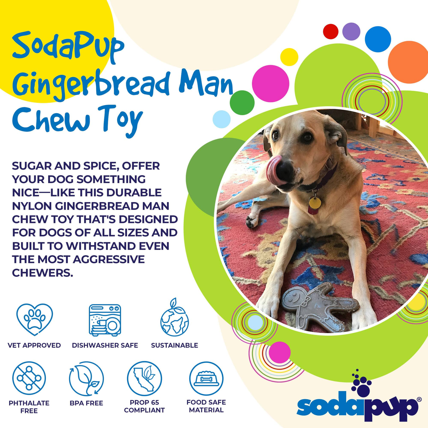 Gingerbread Man Nylon Dog Chew Toy for Aggressive Chewers