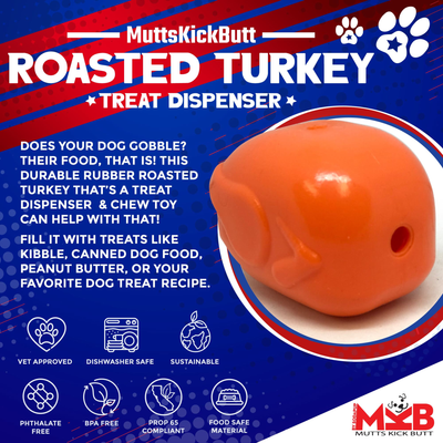MKB Roasted Turkey Durable Rubber Dog Chew Toy & Treat Dispenser