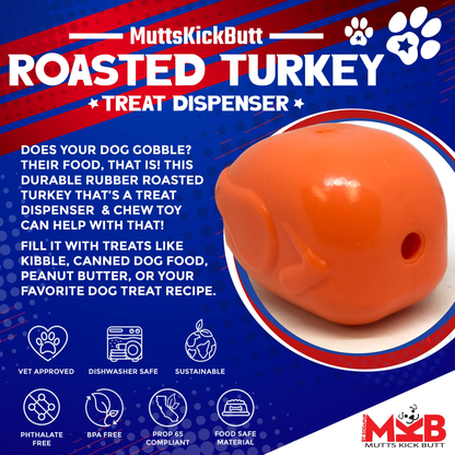 MKB Roasted Turkey Durable Rubber Dog Chew Toy & Treat Dispenser