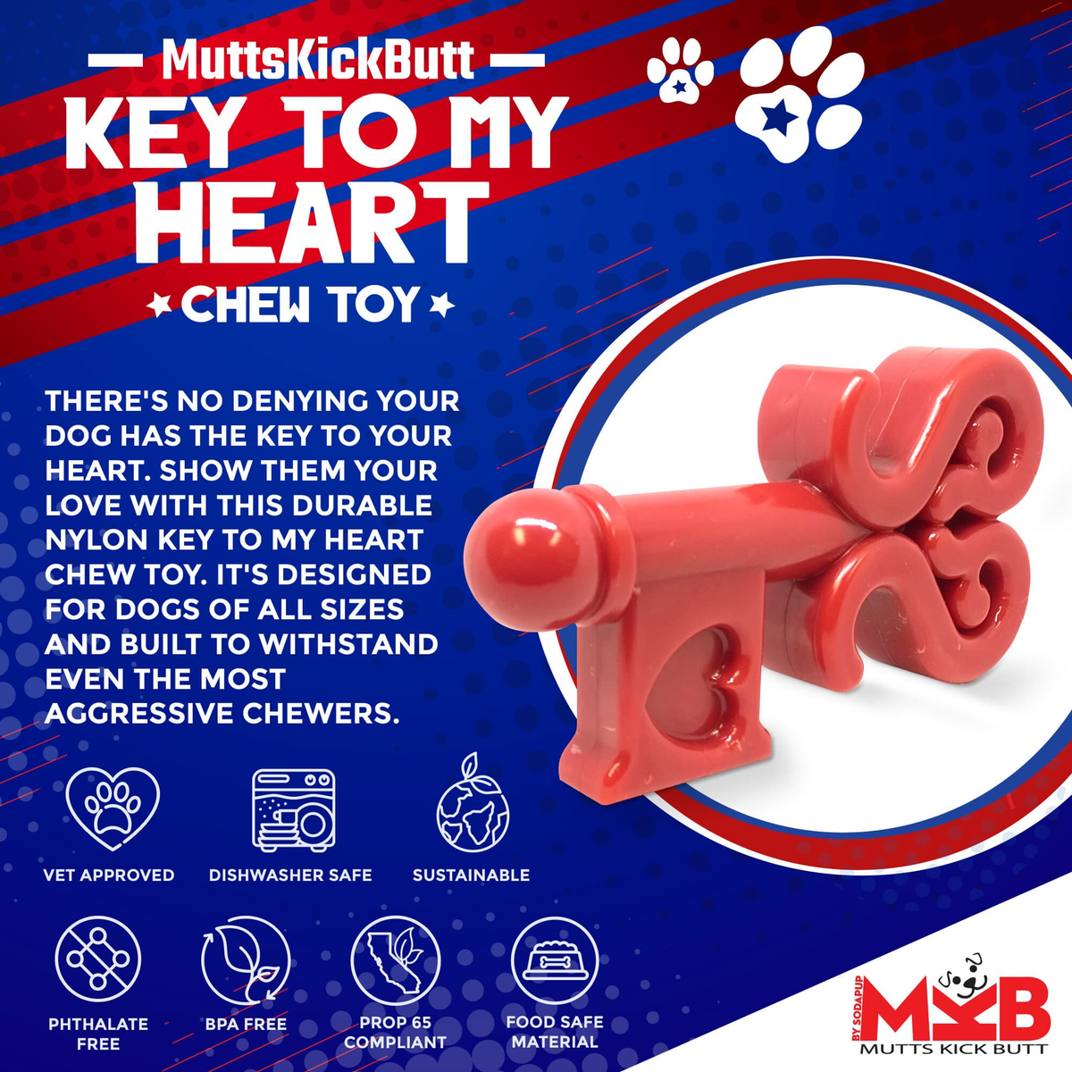 Key to My Heart Nylon Dog Chew Toy
