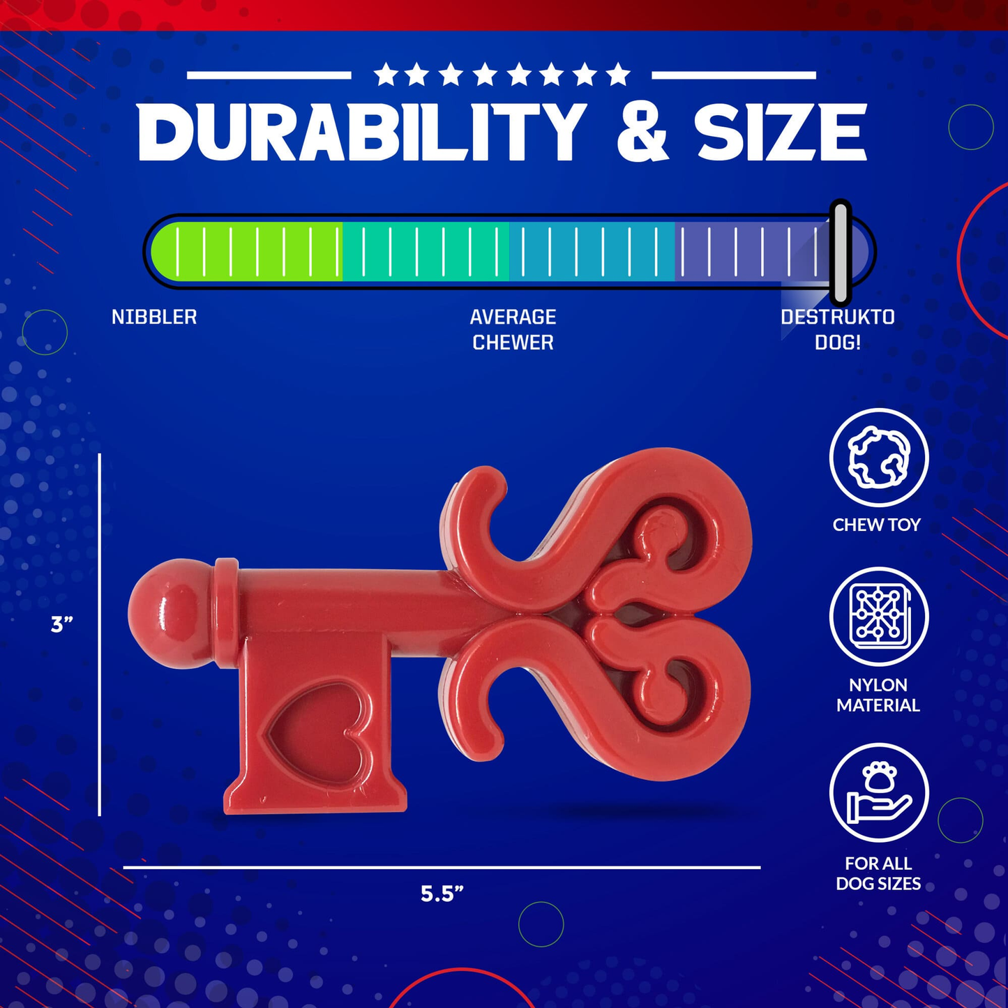 Key to My Heart Nylon Dog Chew Toy