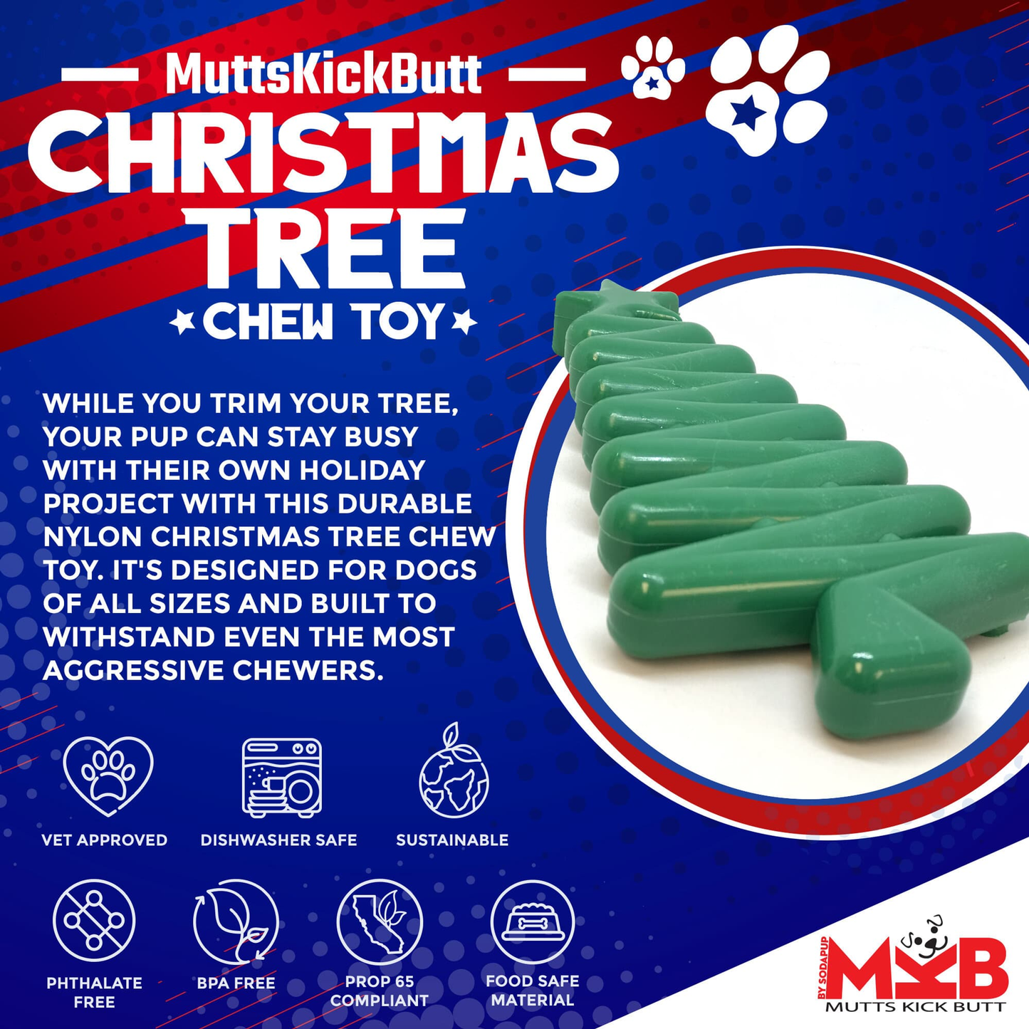 Christmas Tree Nylon Dog Chew Toy for Aggressive Chewers