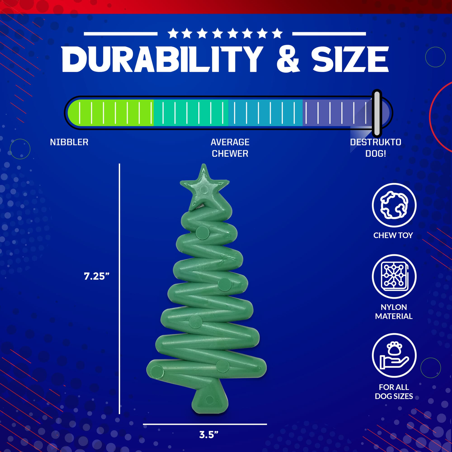 Christmas Tree Nylon Dog Chew Toy for Aggressive Chewers