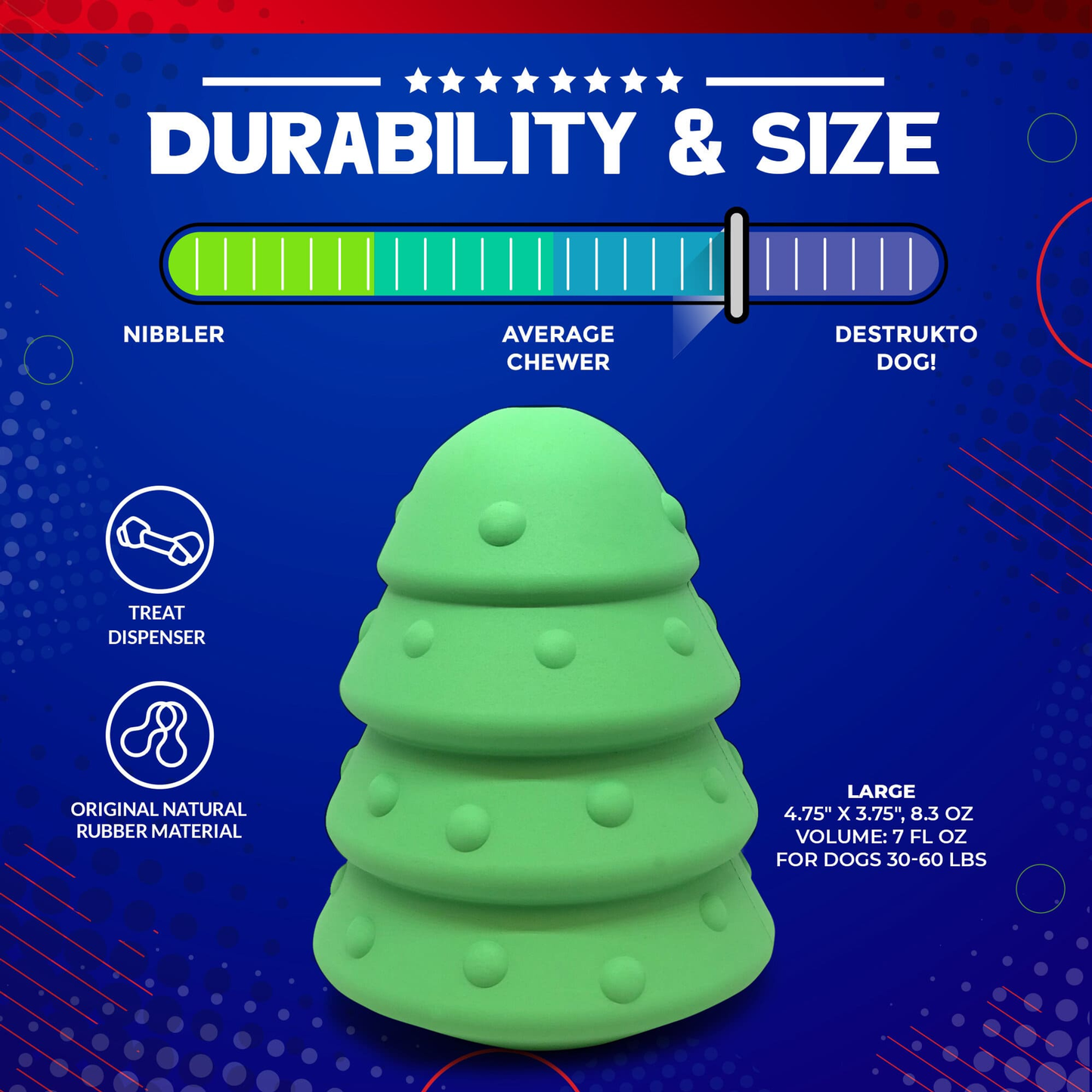 Christmas Tree Rubber Dog Chew Toy & Treat Dispenser