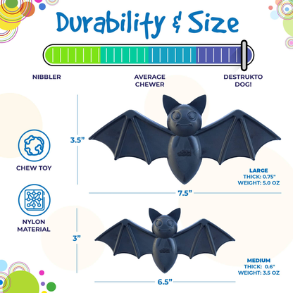 Vampire Bat Nylon Dog Chew Toy for Aggressive Chewers