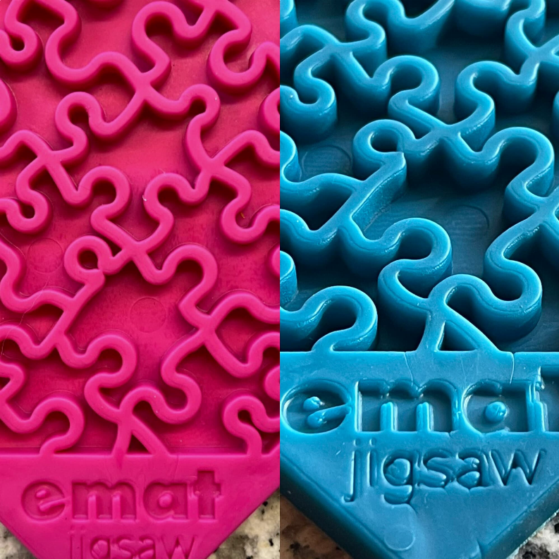 SodaPup eMat Lick Mat Bundle - Large Blue & Large Pink Jigsaw