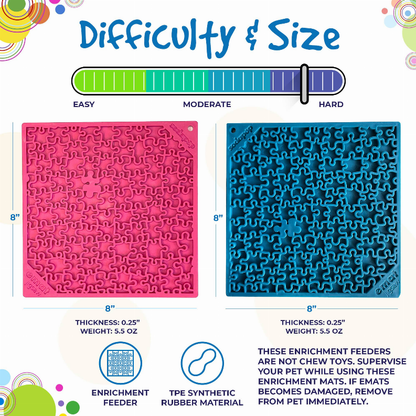 SodaPup eMat Lick Mat Bundle - Large Blue & Large Pink Jigsaw