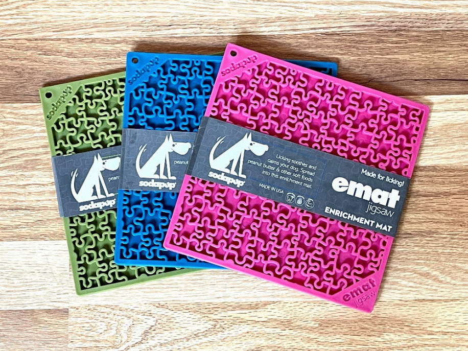 SodaPup eMat Lick Mat Bundle - Large Blue & Large Pink Jigsaw