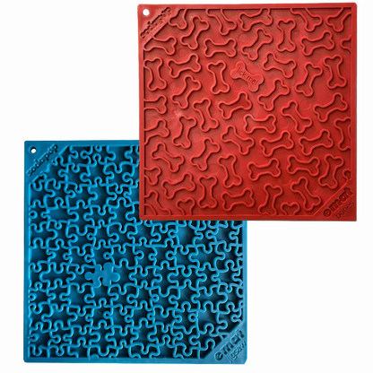 SodaPup eMat Lick Mat Bundle - Large Blue Jigsaw & Large Red Bones