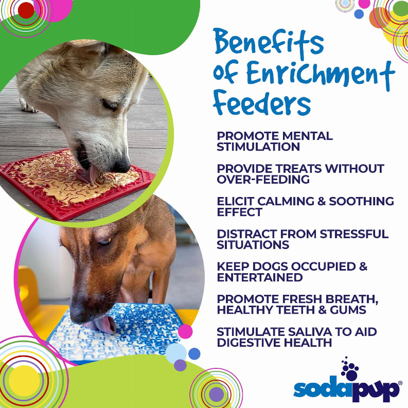 SodaPup eMat Lick Mat Bundle - Large Blue Jigsaw & Large Red Bones