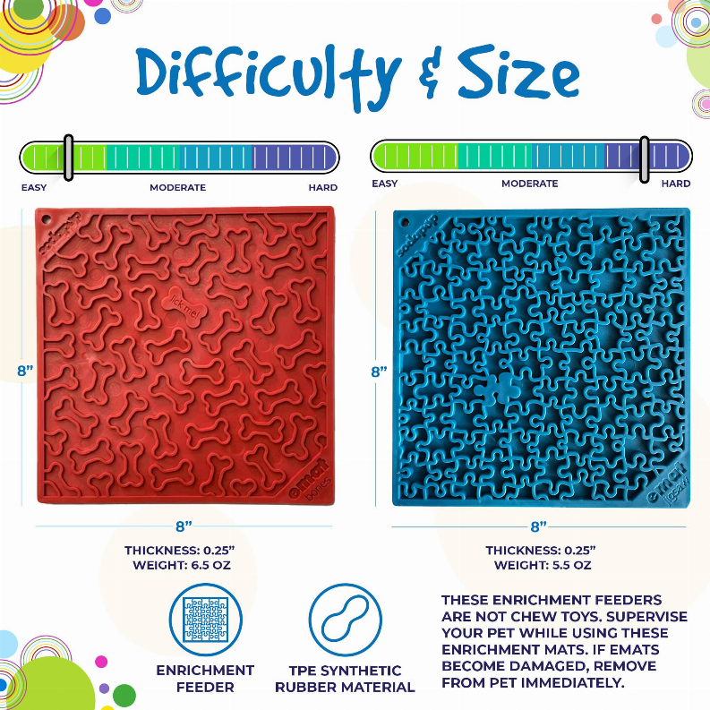 SodaPup eMat Lick Mat Bundle - Large Blue Jigsaw & Large Red Bones