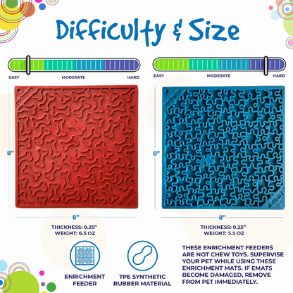 SodaPup eMat Lick Mat Bundle - Large Blue Jigsaw & Large Red Bones