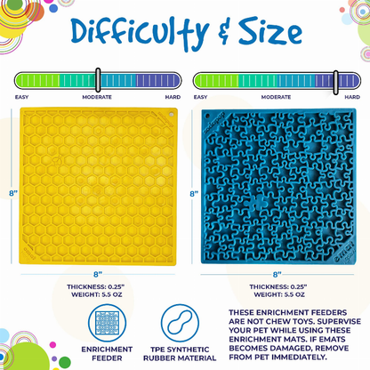 SodaPup eMat Lick Mat Bundle - Large Blue Jigsaw & Yellow Honeycomb