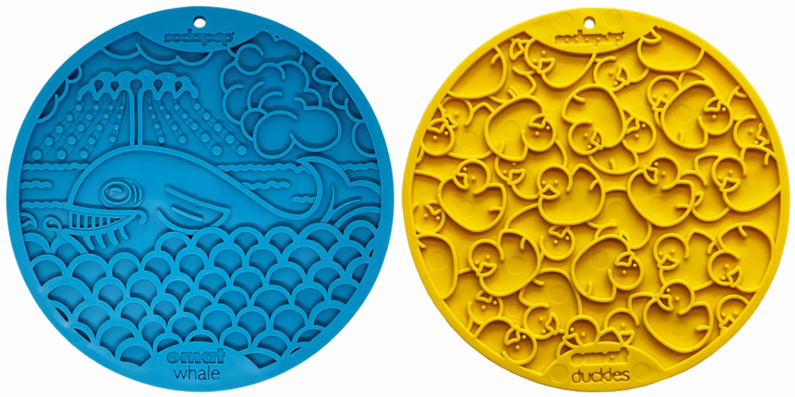 SodaPup Bathtub eMat Lick Mat Bundle - Blue Whale & Yellow Duckies