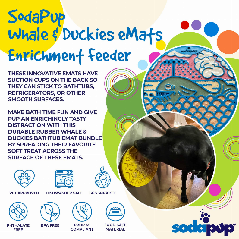 SodaPup Bathtub eMat Lick Mat Bundle - Blue Whale & Yellow Duckies