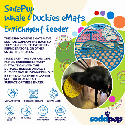 SodaPup Bathtub eMat Lick Mat Bundle - Blue Whale & Yellow Duckies