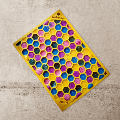 SodaPup Small eMat Lick Mat Bundle - Pink Flower Power & Yellow Honeycomb