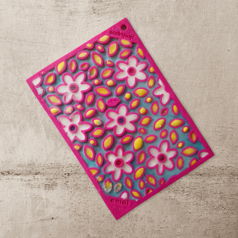 SodaPup Small eMat Lick Mat Bundle - Pink Flower Power & Yellow Honeycomb