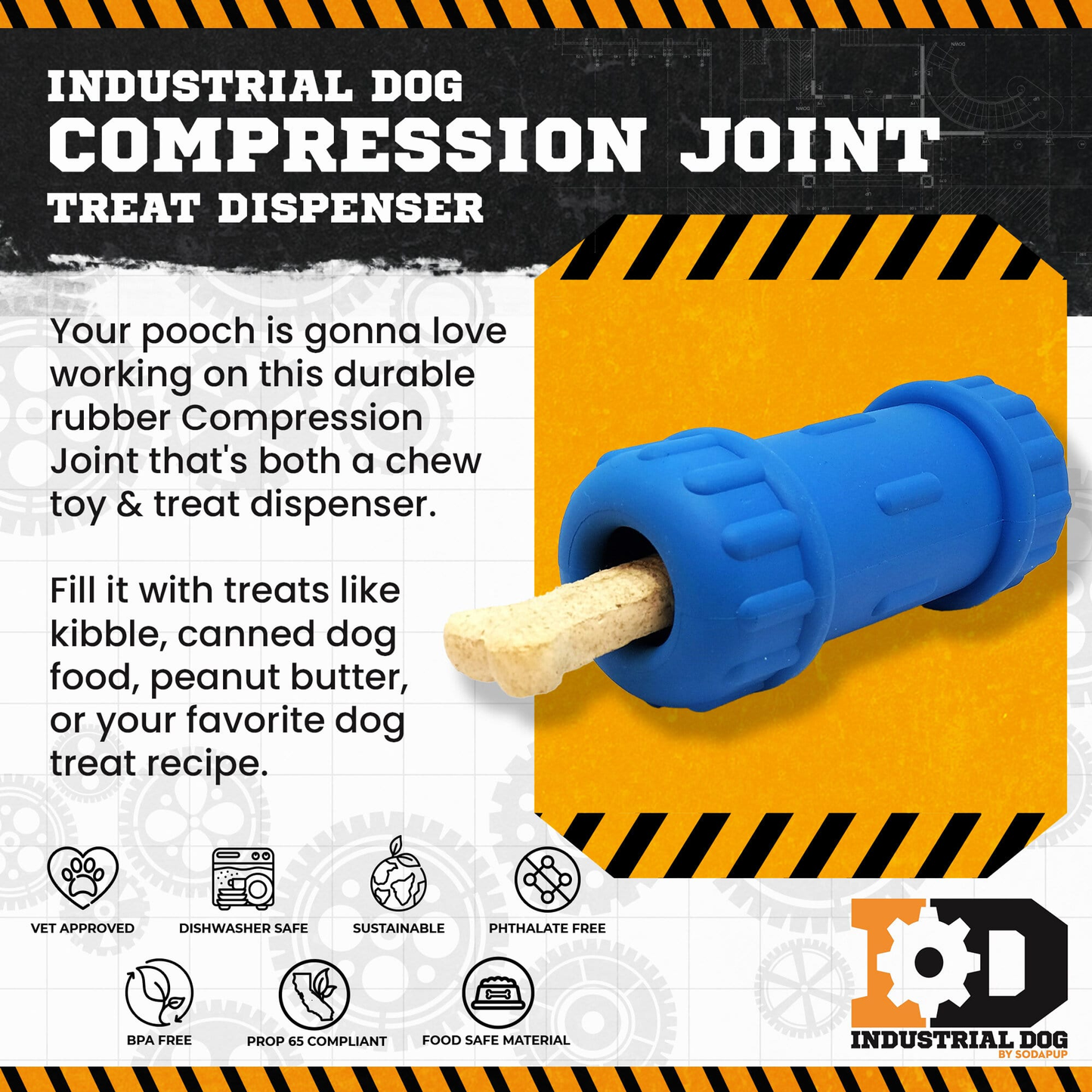 SodaPup ID Bone Rubber Chew Toy & Treat Dispenser